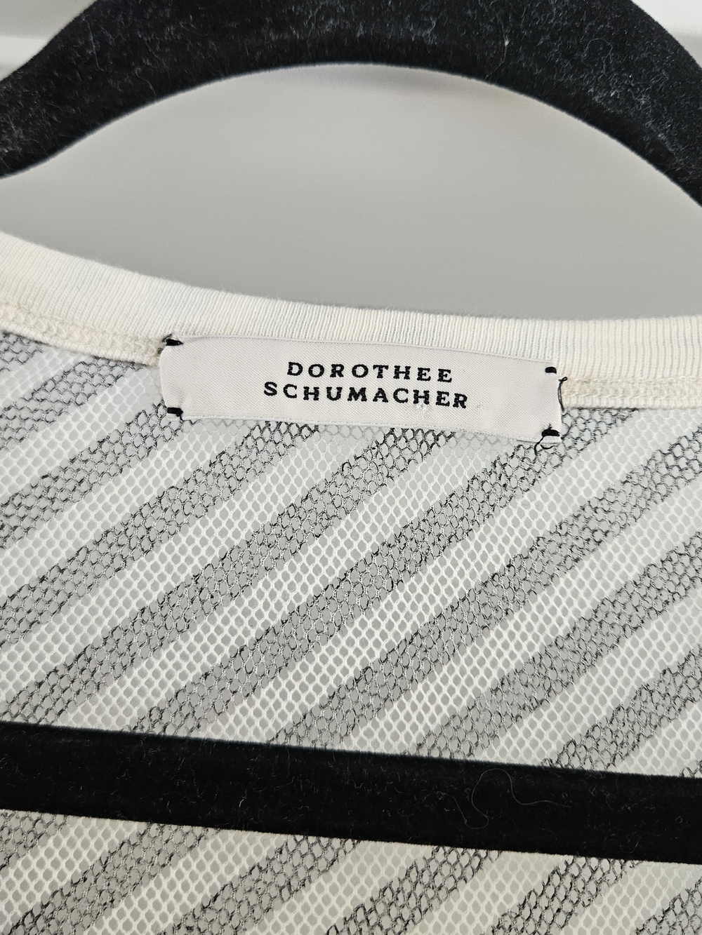 Dorothee Schumacher Striped Sheer Long-Sleeve Top in Black & White Sz Small - Picture 3 of 5
